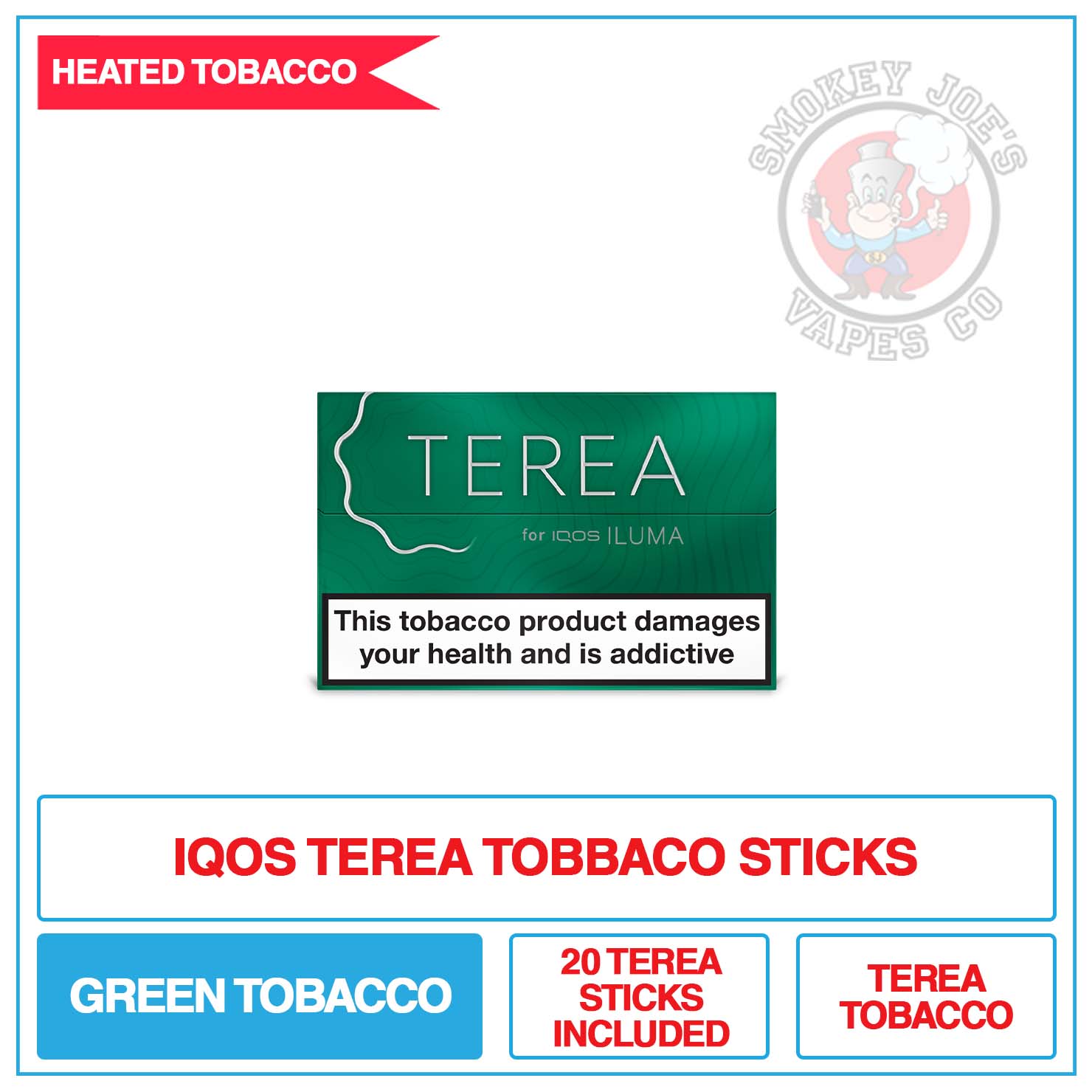 Terea - Green Tobacco - Sticks | Smokey Joes Vapes Co Terea - Green Tobacco - Sticks | Smokey Joes Vapes Co
