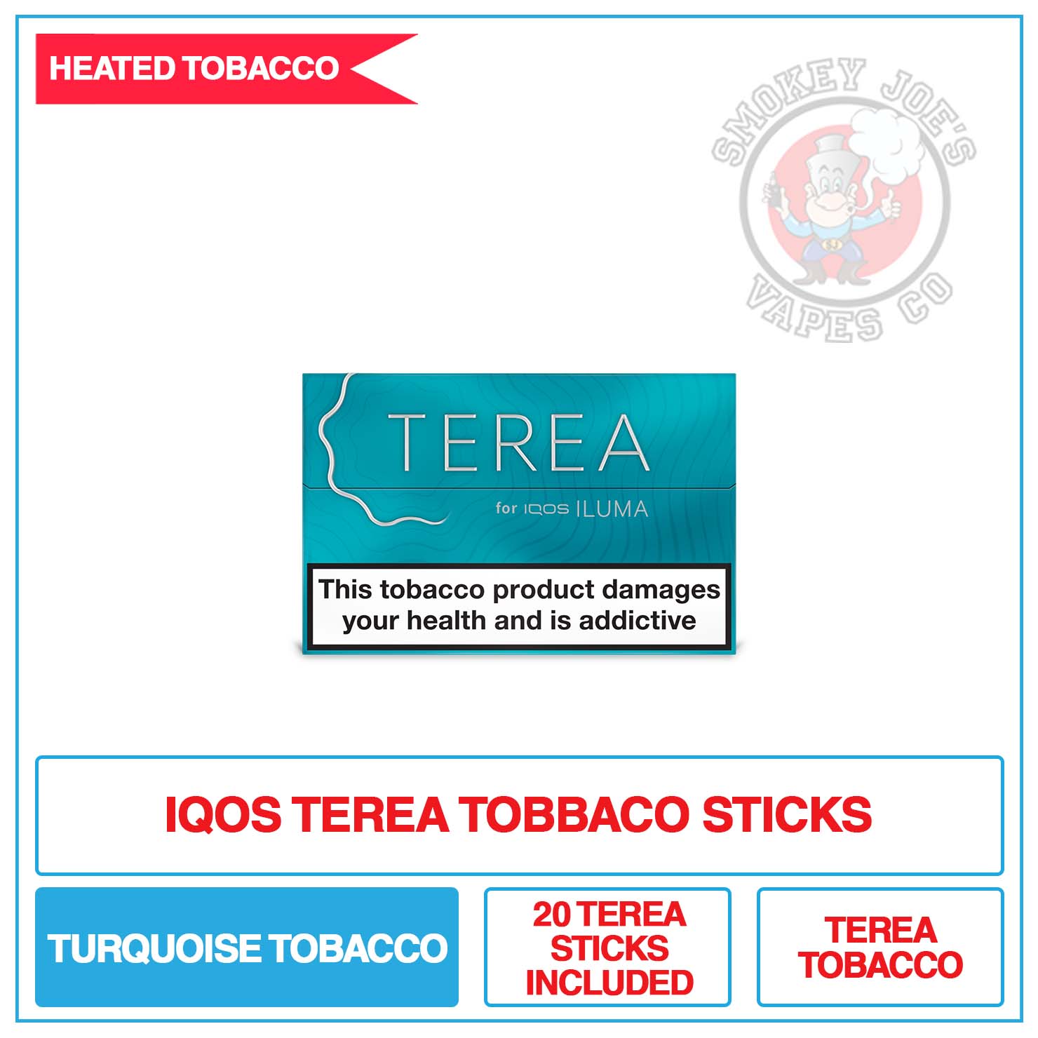Terea - Turquoise - Tobacco Sticks | Smokey Joes Vapes Co Terea - Turquoise - Tobacco Sticks | Smokey Joes Vapes Co