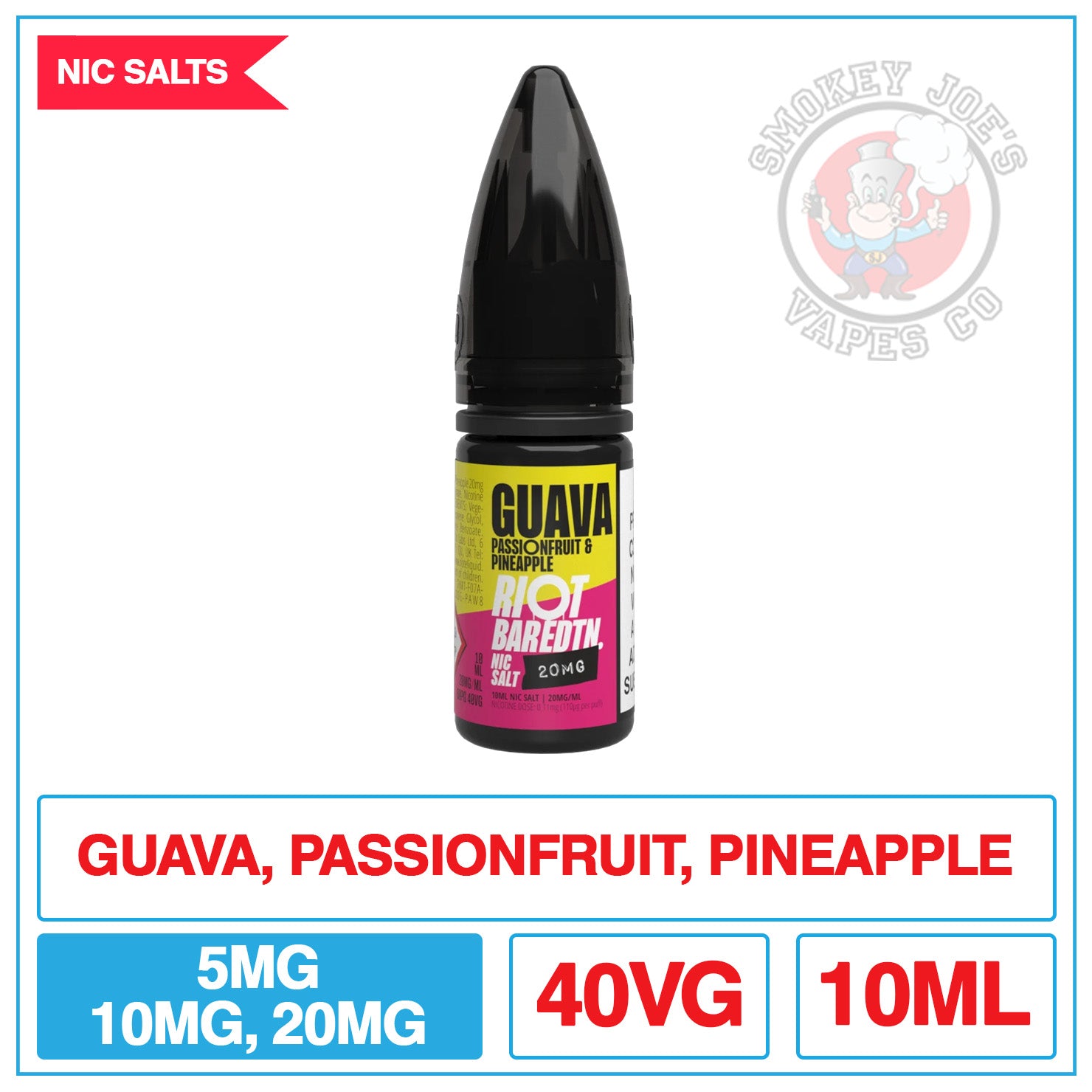 Riot Bar EDTN - Nic Salt - Guava Passion Fruit And Pineapple | Smokey Joes Vapes Co Riot Bar EDTN - Nic Salt - Guava Passion Fruit And Pineapple | Smokey Joes Vapes Co