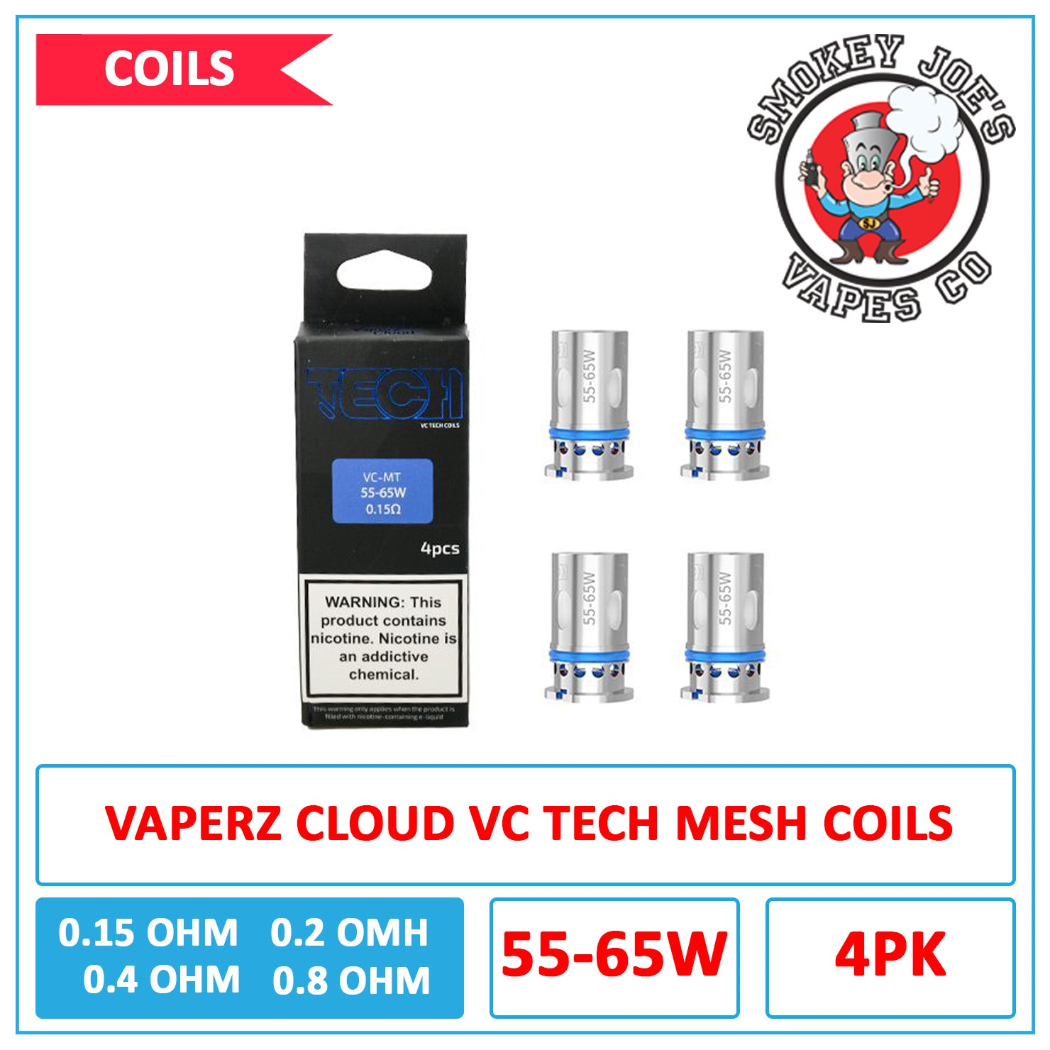 Vaperz Cloud - VC Tech Mesh - Replacement Coils - 4 Pack | Smokey Joes Vapes Co Vaperz Cloud - VC Tech Mesh - Replacement Coils - 4 Pack | Smokey Joes Vapes Co
