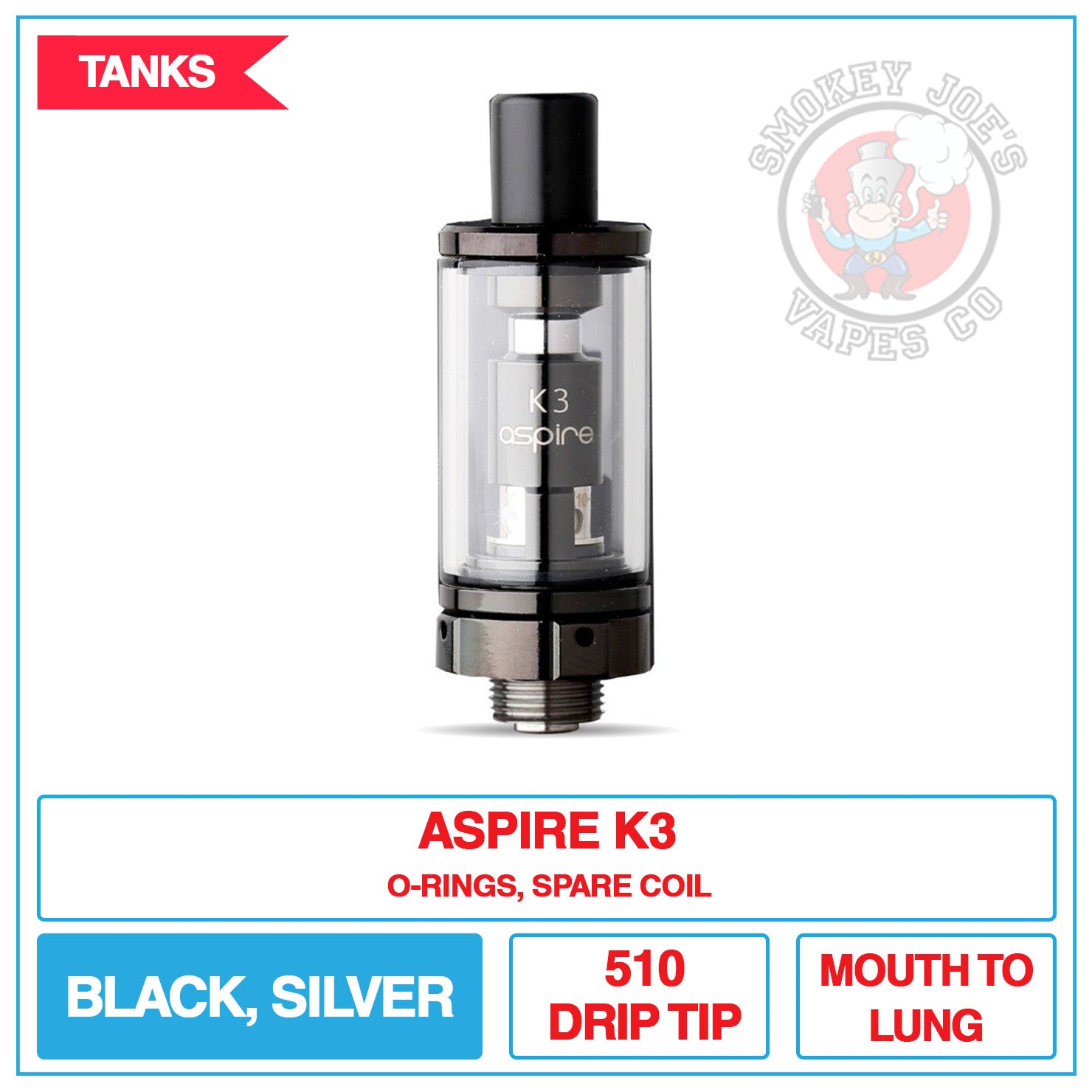 Aspire - K3 Tank | Smokey Joes Vapes Co Aspire - K3 Tank | Smokey Joes Vapes Co