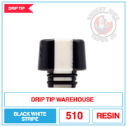 Drip Tip Warehouse - 510 Drip Tip - Striped Black & White |  Smokey Joes Vapes Co.