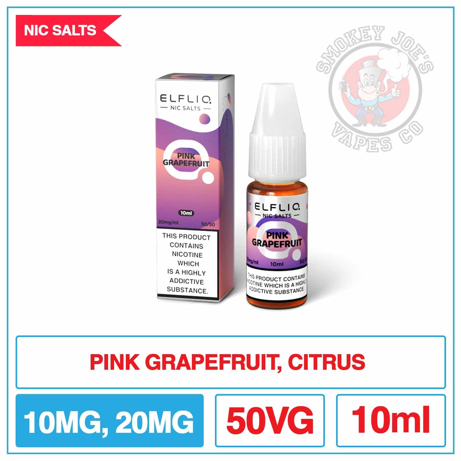 Elfiq - Nic Salt - Pink Grapefruit | Smokey Joes Vapes Co Elfiq - Nic Salt - Pink Grapefruit | Smokey Joes Vapes Co