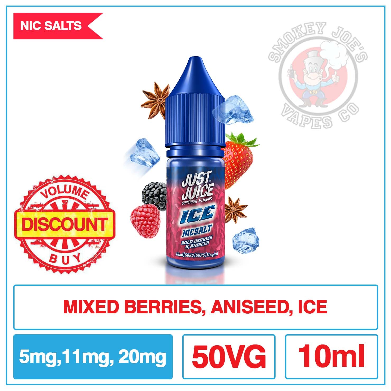 aniseed vape juice Just Juice Nic Salt - Ice Range - Wild Berries And Aniseed