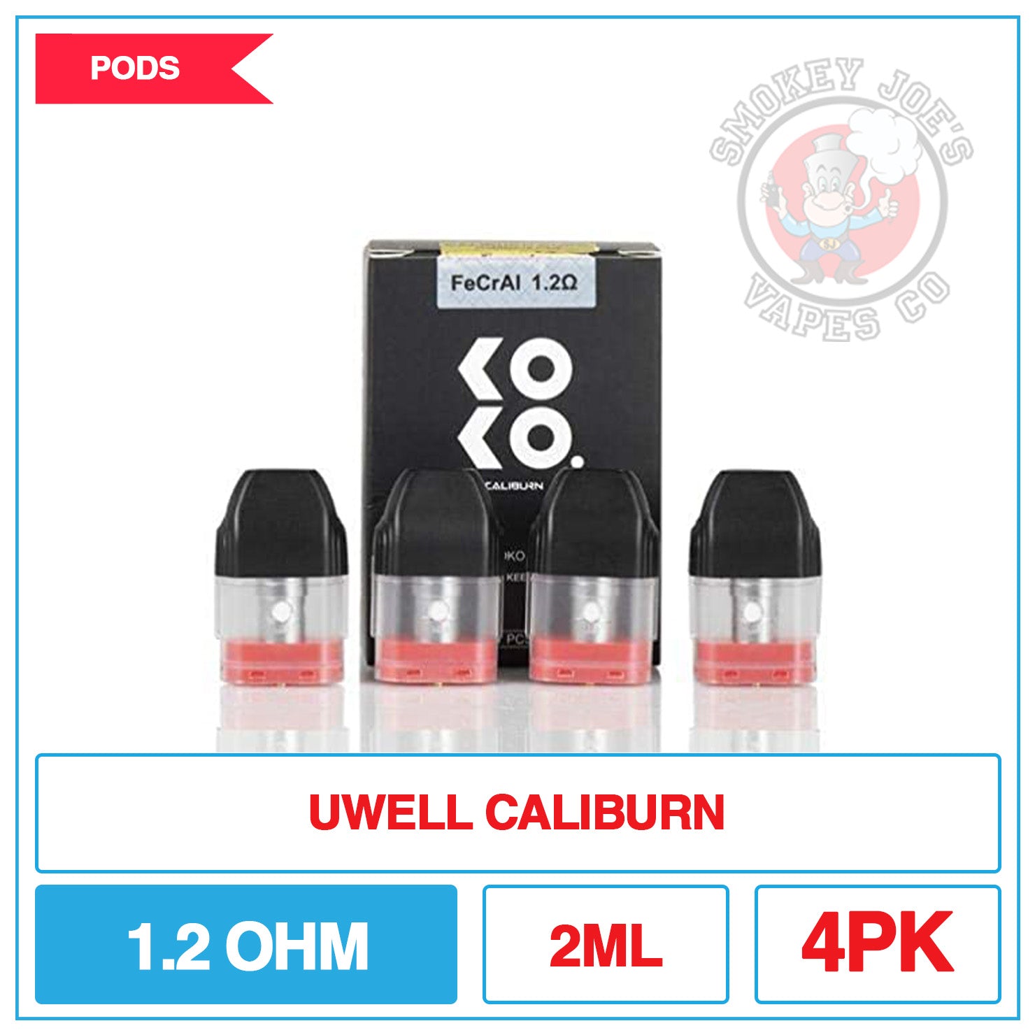 Uwell Caliburn Pod 1.2 Ohm 4pack | Smokey Joes Vapes Co Uwell Caliburn Pod 1.2 Ohm 4pack | Smokey Joes Vapes Co