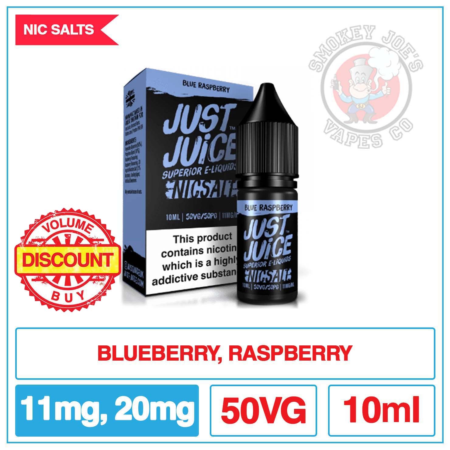 Just Juice Nic Salt - Blue Raspberry | Smokey Joes Vapes Co Just Juice Nic Salt - Blue Raspberry | Smokey Joes Vapes Co