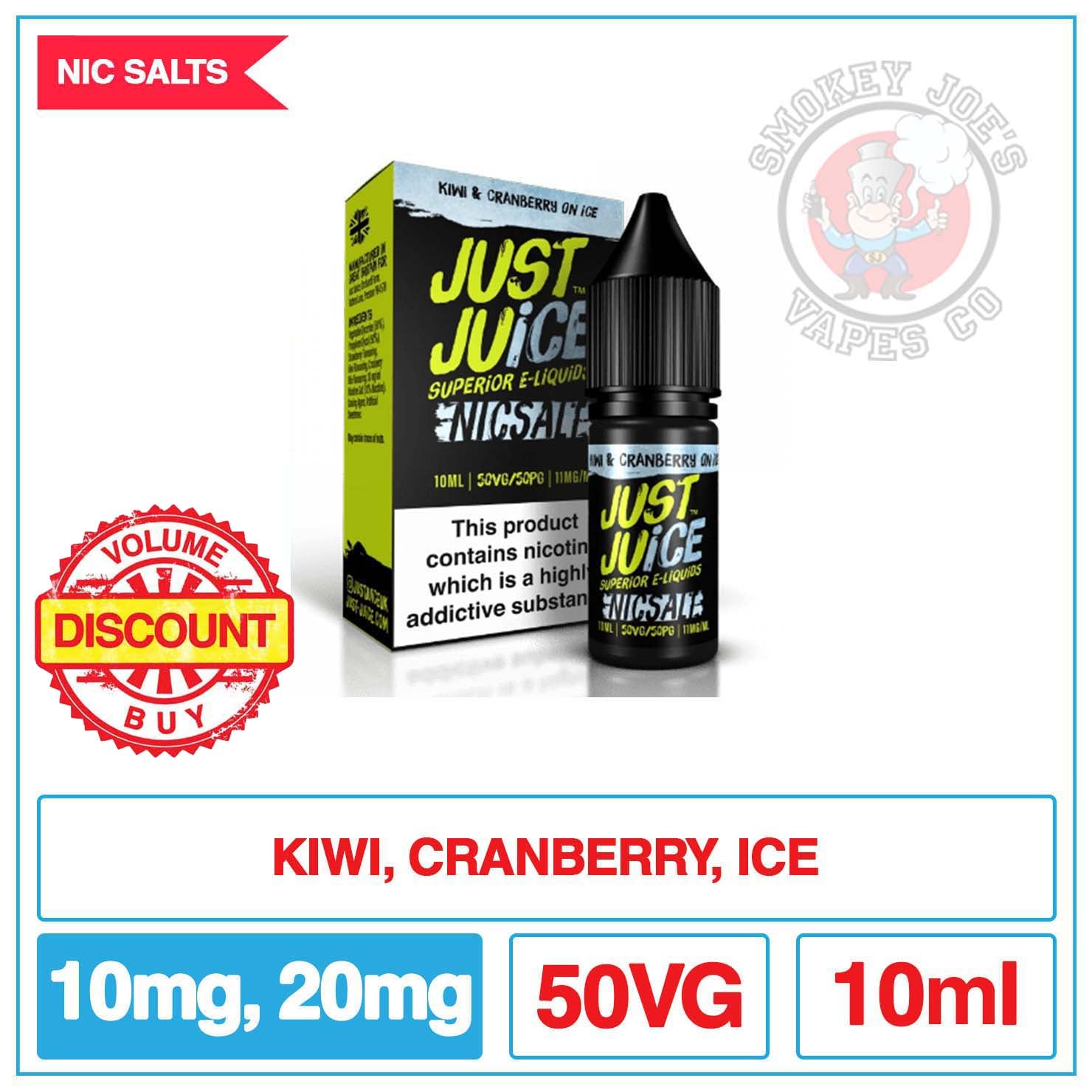Just Juice Nic Salt - Kiwi Cranberry on Ice | Smokey Joes Vapes Co Just Juice Nic Salt - Kiwi Cranberry on Ice | Smokey Joes Vapes Co