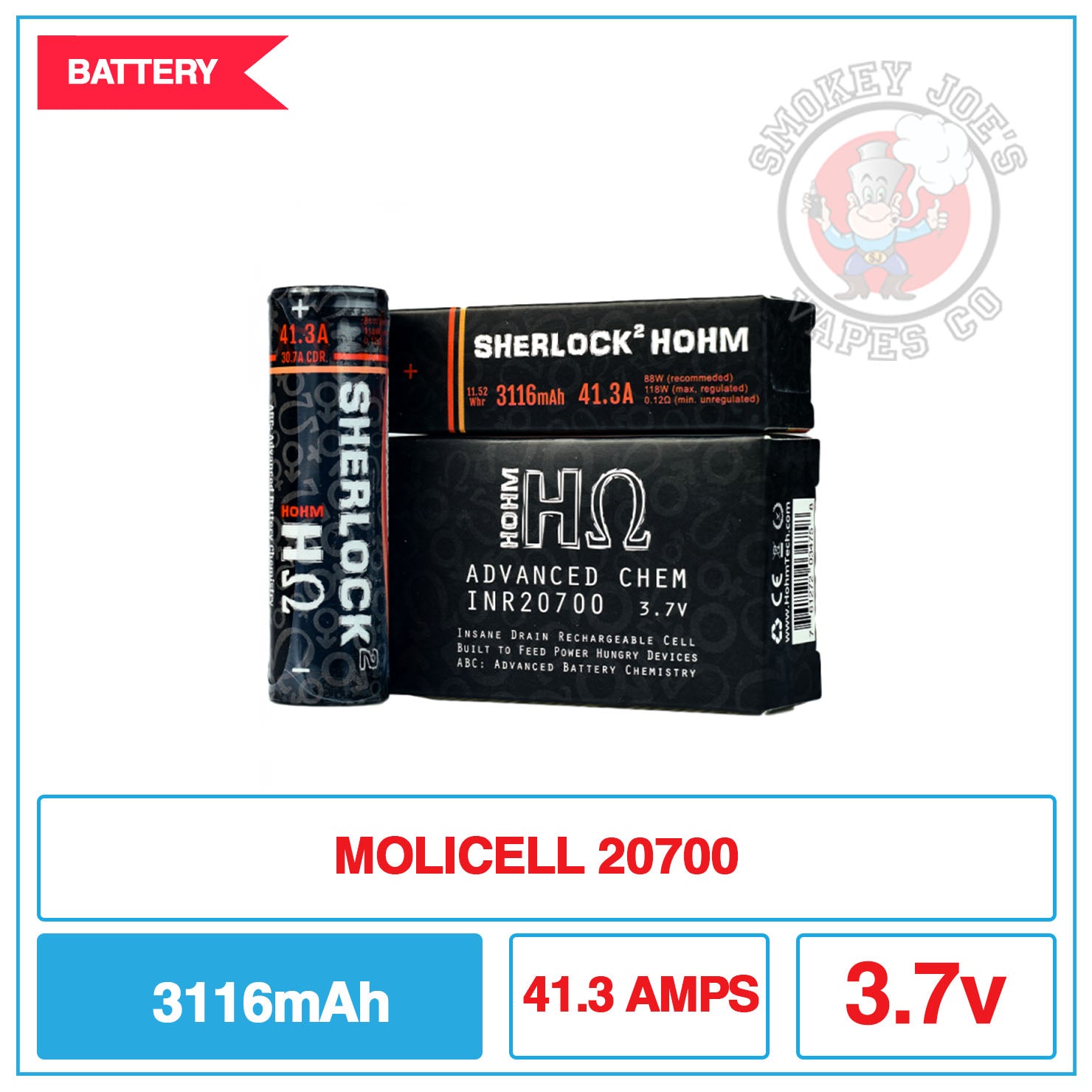 Hohm Tech - Sherlock Hohm 20700 Battery - 2pk | Smokey Joes Vapes Co Hohm Tech - Sherlock Hohm 20700 Battery - 2pk | Smokey Joes Vapes Co