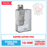 Aspire - Gotek Pro - Pod Kit - Stainless Steel | Smokey Joes Vapes Co
