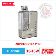 Aspire - Gotek Pro - Pod Kit - Titanium | Smokey Joes Vapes Co