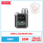 Uwell - Caliburn - GK3 - Pod Kit - Grey | Smokey Joes Vapes Co