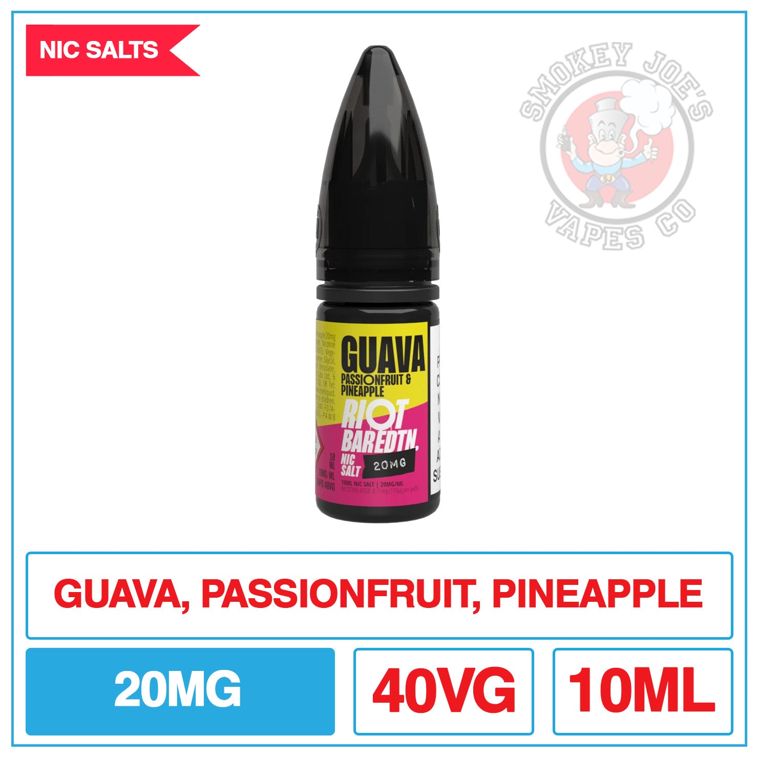 Riot Bar EDTN - Nic Salt - Guava Passion Fruit And Pineapple | Smokey Joes Vapes Co Riot Bar EDTN - Nic Salt - Guava Passion Fruit And Pineapple | Smokey Joes Vapes Co