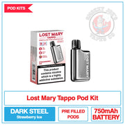 Lost Mary - Tappo - Pod Kit - Dark Stainless Stell| Smokey Joes Vapes Co
