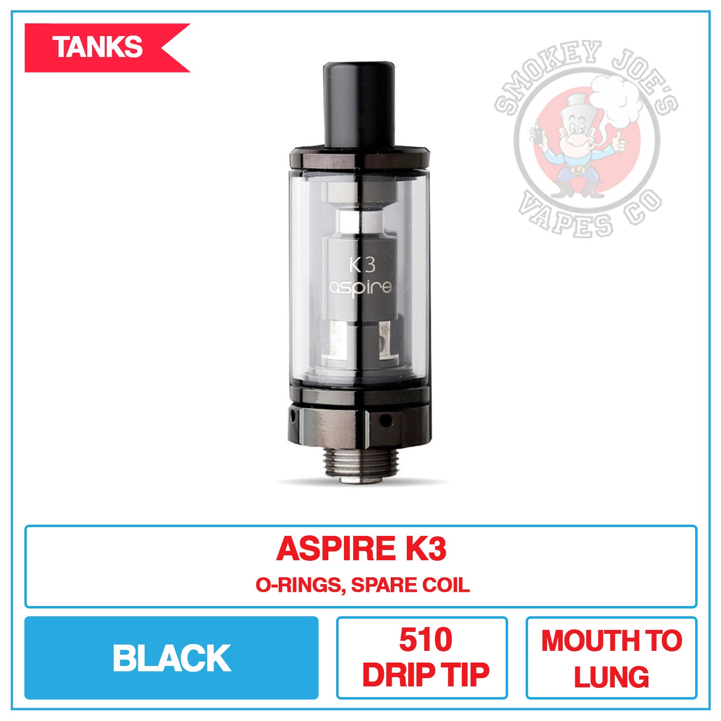 Aspire - K3 Tank | Smokey Joes Vapes Co Aspire - K3 Tank | Smokey Joes Vapes Co