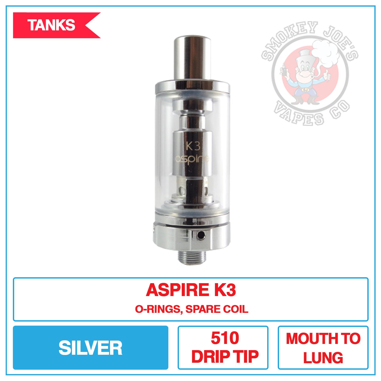 Aspire - K3 Tank | Smokey Joes Vapes Co Aspire - K3 Tank | Smokey Joes Vapes Co