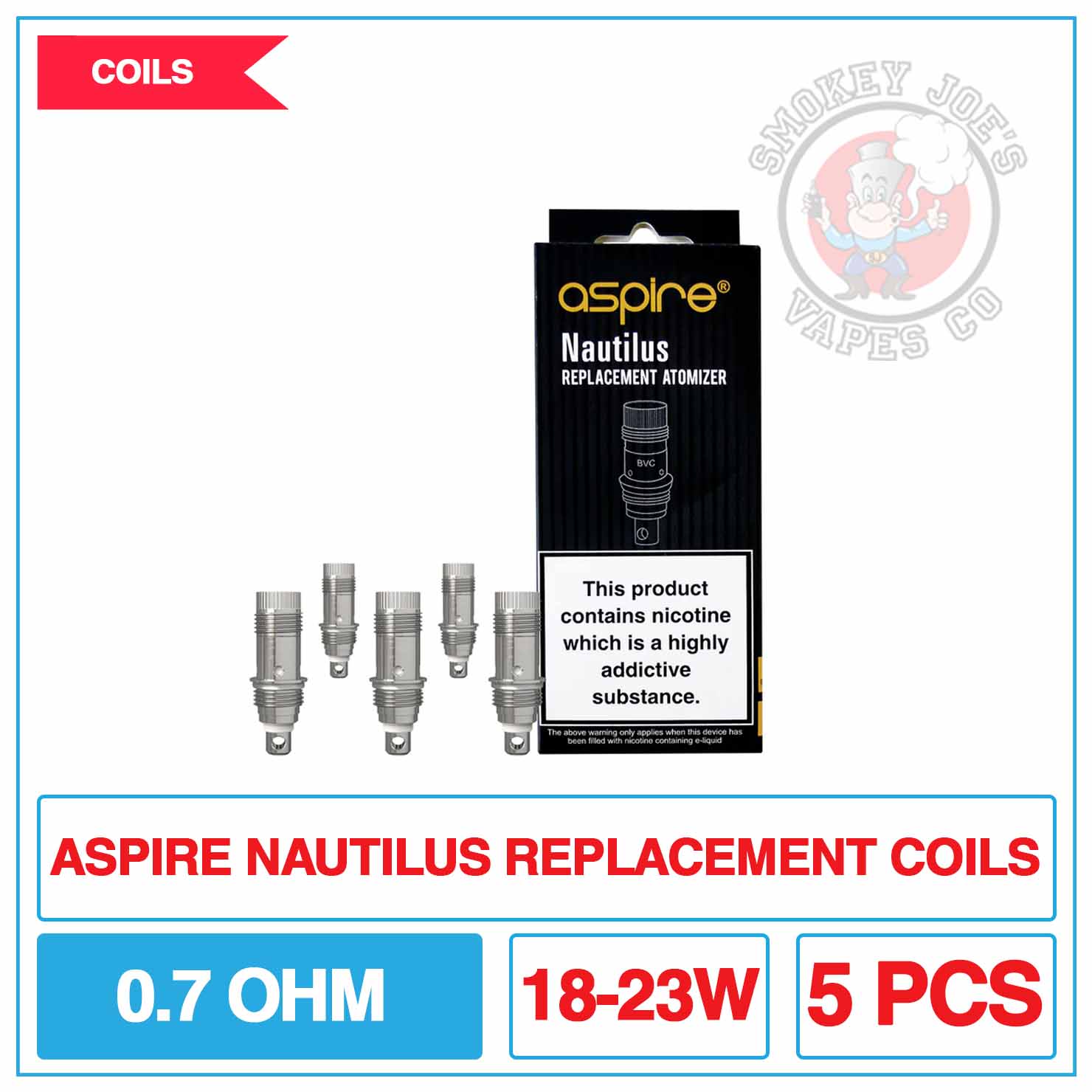 Aspire - Nautilus - Replacement Coils - 5pk | Smokey Joes Vapes Co Aspire - Nautilus - Replacement Coils - 5pk | Smokey Joes Vapes Co