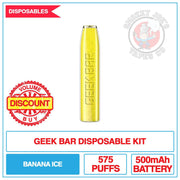 Geek Bar - Disposable Kit - Banana Ice - 10mg | Smokey Joes Vapes Co