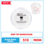 Drip Tip Warehouse - 510 Drip Tip - Striped Black & White |  Smokey Joes Vapes Co.