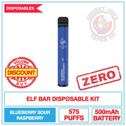 Elf Bar - Blue Sour Raspberry - 0mg | Smokey Joes Vapes Co