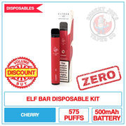 Elf Bar - Cherry - 0mg | Smokey Joes Vapes Co
