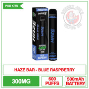Haze Bar CBD Disposable - Blue Raspberry - 300mg |  Smokey Joes Vapes Co.