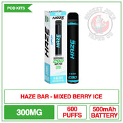 Haze Bar CBD Disposable - Mixed Berry Ice - 300mg |  Smokey Joes Vapes Co.
