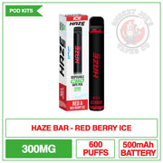 Haze Bar CBD Disposable - Red Berry Ice - 300mg |  Smokey Joes Vapes Co.