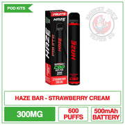 Haze Bar CBD Disposable - Strawberry Cream - 300mg |  Smokey Joes Vapes Co.