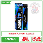 Haze Bar Platinum CBD Disposable - Blue Razz - 1000mg |  Smokey Joes Vapes Co.