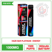 Haze Bar Platinum CBD Disposable - Energy - 1000mg |  Smokey Joes Vapes Co.