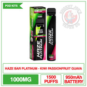 Haze Bar Platinum CBD Disposable - Kiwi Passionfruit Guava - 1000mg |  Smokey Joes Vapes Co.