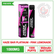 Haze Bar Platinum CBD Disposable - Pink Lemonade - 1000mg |  Smokey Joes Vapes Co.