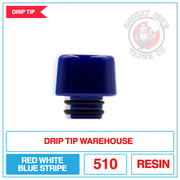Drip Tip Warehouse - 510 Drip Tip - Striped Red, White & Blue |  Smokey Joes Vapes Co.