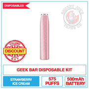 Geek Bar - Disposable Kit - Strawberry Ice Cream - 10mg | Smokey Joes Vapes Co
