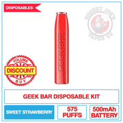 Geek Bar - Disposable Kit - Sweet Strawberry - 10mg | Smokey Joes Vapes Co